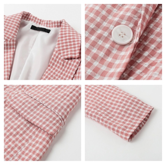 Single Breasted Pink Plaid Blazer - Picture 6 of 9